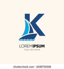 Letter K Sailor Boat Logo Design Vector Icon Graphic Emblem Illustration