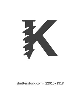 Letra K Plantilla De Logotipo De Tornillo Para El Diseño De Símbolo De Ironmonger De Construcción