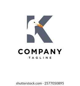 Letter K Seagull Logo Icon Vector