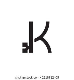 Letra K, logotipo seguro con símbolo clave
