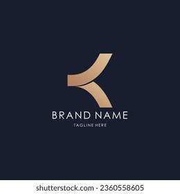 letter K semi circle logo simple monogram initial creative lines ldesign luxury golden style a99ide