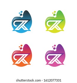 Letter K set color With Bubble, Initial Letter Logo For Your Company Name, Alphabet Logo Template Ready For Use, Modern Initial Logo