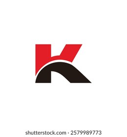 letter k shadow loop 3d flat simple logo vector