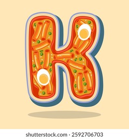 The letter K is in the shape of the Korean food Tteokbokki