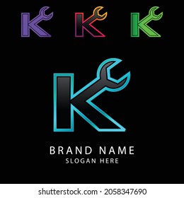 letter K shaped key car beauty logo design vector