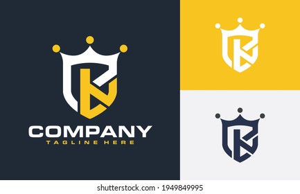 logotipo de la corona de escudo K de letra	