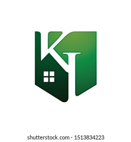 Letter K shield home logo. Vector Eps 10.