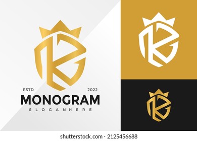 Plantilla de ilustración del vector de diseño del logotipo del Escudo K de la letra