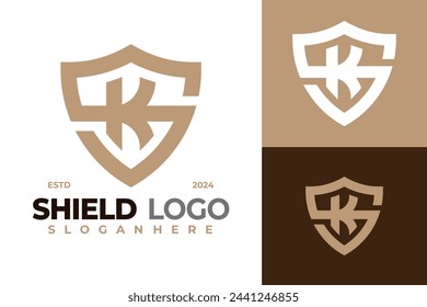 Letter K Shield Logo design vector symbol icon illustration