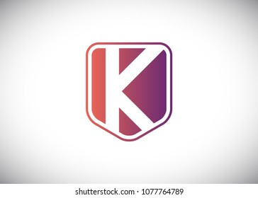 Letter K shield logo, icon design vector illustration