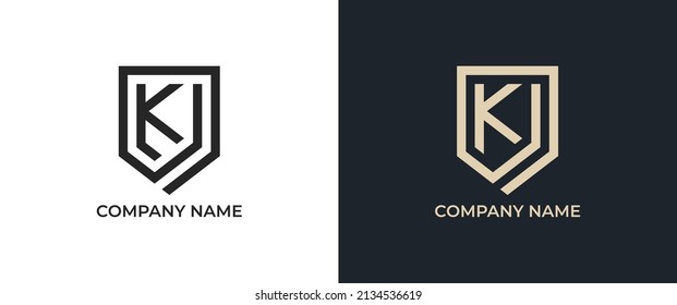 Letter K and Shield Security Logo Design. Vector illustration logo template