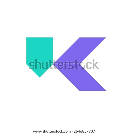 Letter K shield simple modern logo design
