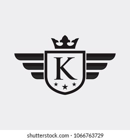 Letter K Shield Wing logo vector