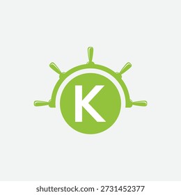 Letter K Ship Wheel Logo Concept