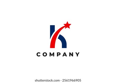 letter k shooting star american usa flag logo