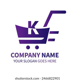 Letter K Shopping Cart Logo Icon Design. Online Shop Logo. App Shopping Logo