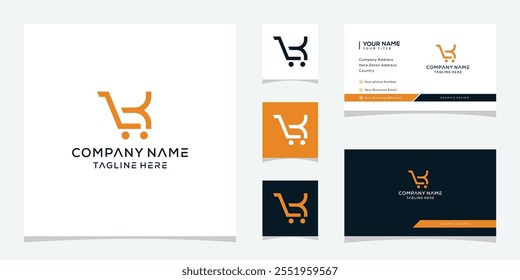 letter K shopping cart logo design vector template