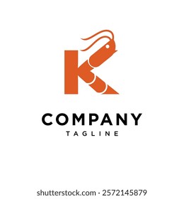 Letter K Shrimp Logo Icon Vector