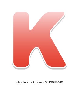 Letter K sign design template element. Vector. Reddish icon with white and gray shadow on white background. Isolated.