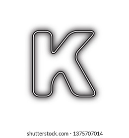 Letter K sign design template element. Vector. Double contour black icon with soft shadow at white background. Isolated.