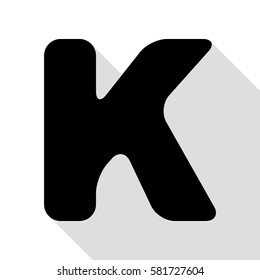 Letter K sign design template element. Black icon with flat style shadow path.