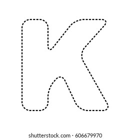 Letter K sign design template element. Vector. Black dashed icon on white background. Isolated.