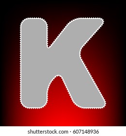 Letter K sign design template element. Postage stam or old photo style on red-black gradient background.