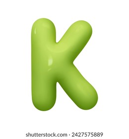 letter K. letter sign green color. Realistic 3d design in cartoon balloon style. Isolated on white background. vector illustration