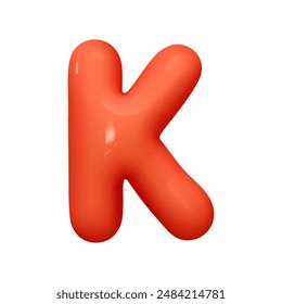 letter K. letter sign red color. Realistic 3d design in cartoon balloon style. Isolated on white background. vector illustration