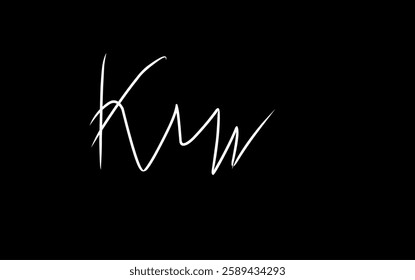 letter K signature illustration. Handwritten initial letter and signature K logo.