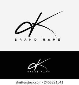 Letter K Signature Logo - Initial Alphabet for K - Handwritten K Logo
