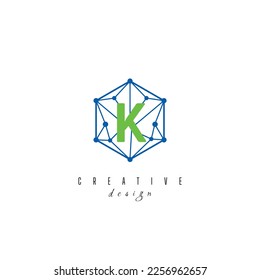 letter K and IT simple Creative elegant hexagon hexagonal poligon logo Design