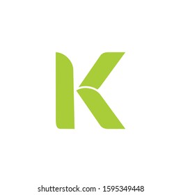 letter k simple curves leaf geometric logo vector