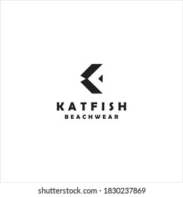 Letter K and a simple fish concept for a clothing design logo