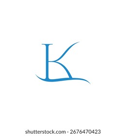 Letra K Simple Flow Wavy Water Vector con logo azul 
