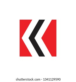 letter k simple geometric arrow square logo vector