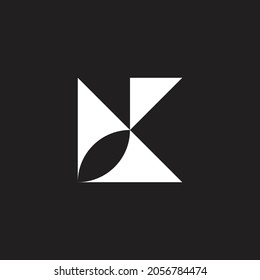 letter k simple geometric basic shape triangles logo vector