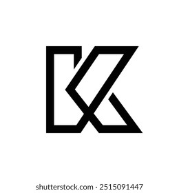 Letter K simple line art modern typography branding logo