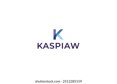 Letra k simples e mínimo de cor azul logotipo moderno