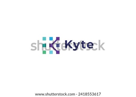 Letter K simple technological pixel dotted logo