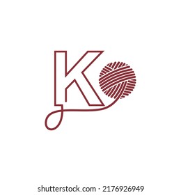 Letter K and skein of yarn icon design illustration vector
