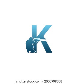 Letter K with sniper icon logo design concept template vector