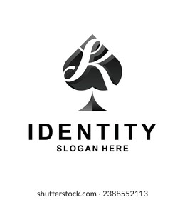 Letter K Spade Logo icon design template flat vector, ace logo vector graphic minimalist suitable for your company