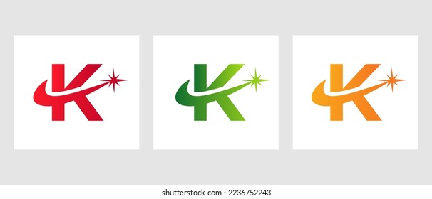 Letter K Spark Logo Design Vector Template