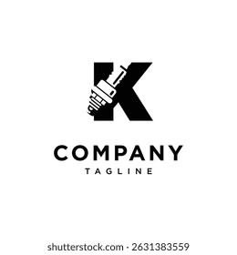 Letra K Vetor do ícone de logotipo do plugue de faísca