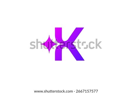 Letter K with sparkle logo icon design template elements