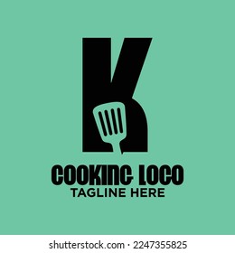 Letter K Spatula Logo Design Template Inspiration, Vector Illustration.