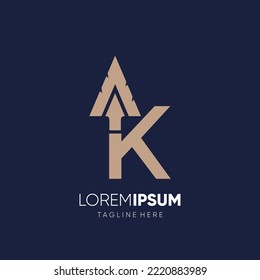 Ilustración de emblema gráfico del vector de diseño de logotipo K Spear