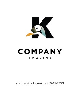 Letter K Spectacled Eider Logo Icon Vector