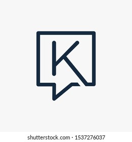 letter K with speech bubble line logo. talk logo vector modern illustration graphic abstract template. Chat concept Logo Template - VECTOR